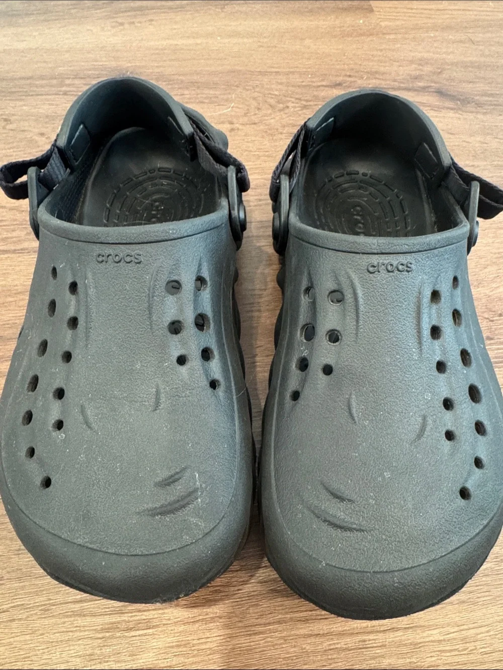 CROCS Kids Black Vented Sport Clog with Heel Strap